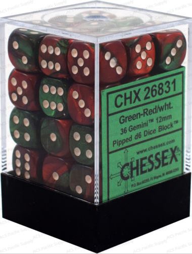 Chessex Gemini Green Red w/ White